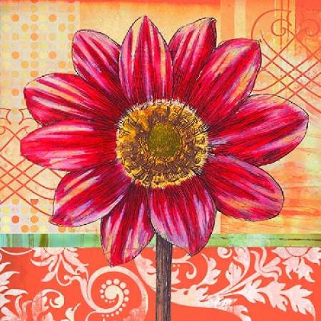 Scrollwork Blossom 1 Canvas Art - Walter Robertson (24 x 24)