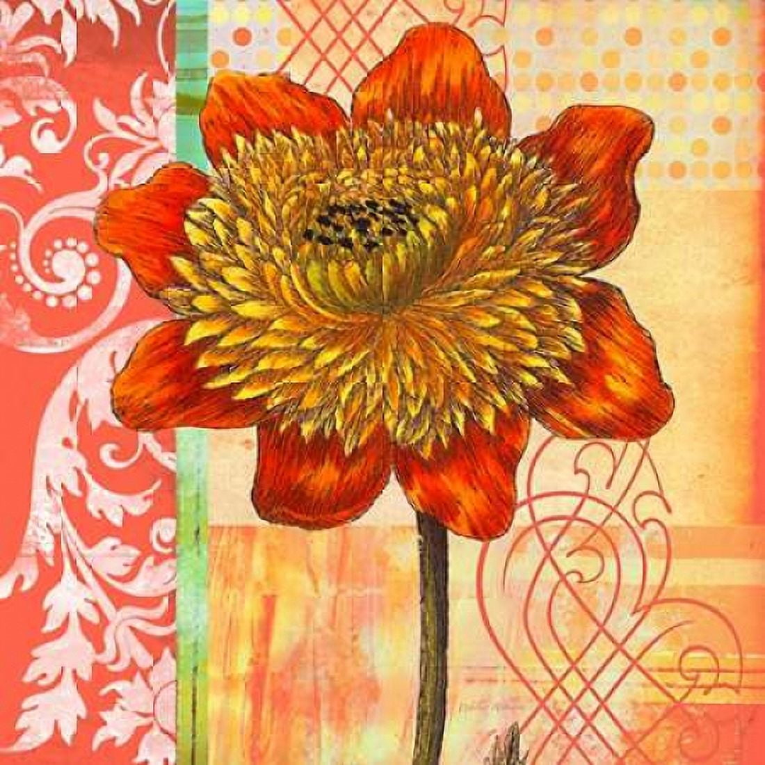 Scrollwork Blossom 2 Canvas Art - Walter Robertson (24 x 24)