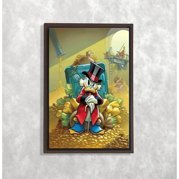 Scrooge Mcduck Wall Art, Retro Cartoon, Money Throne Pop Art Poster, Comic Style Decor, Ducktales Gold Artwork Home Decor, 24x36 UNFRAMED