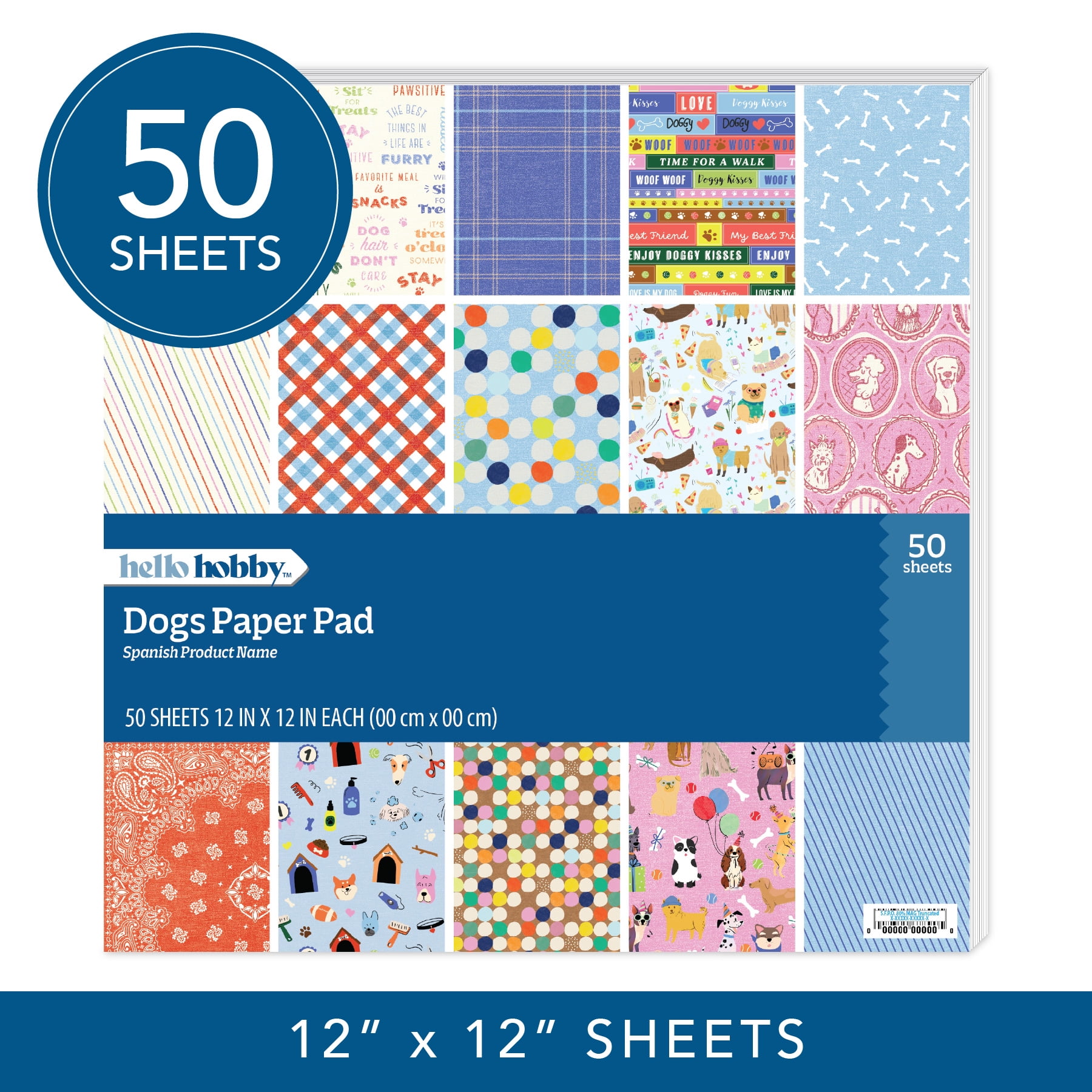 Roobee by Hello Hobby Dogs Paper Pad, Multicolor Design Scrapbook Paper, 50 Sheets, 25 Designs