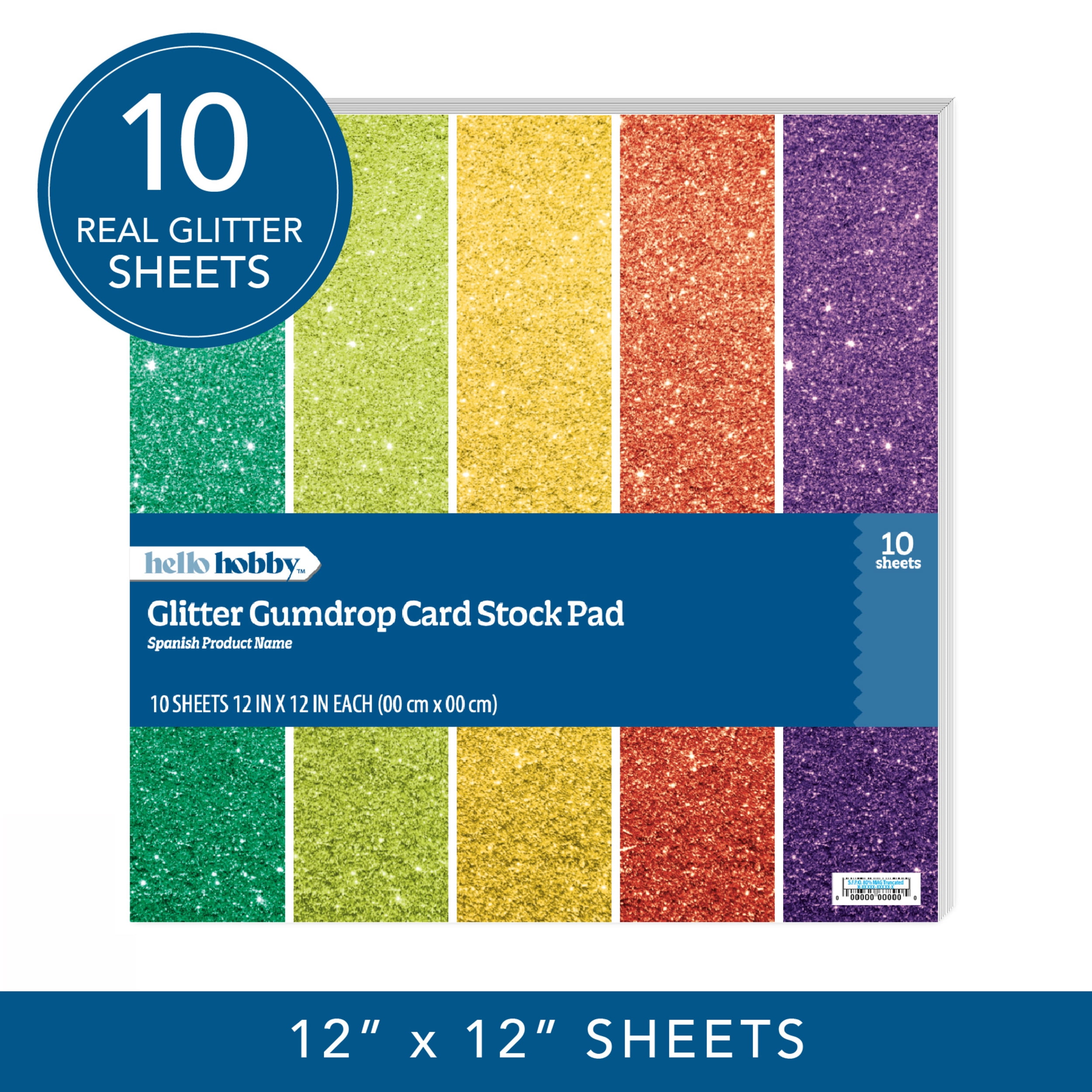 Hello Hobby 12x12 Glitter Cardstock in Various Colors - 10 Sheets