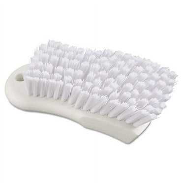 Scrub Brush, White Polypropylene Bristles, 6" Brush, 6" Handle | Bundle of 2 Each
