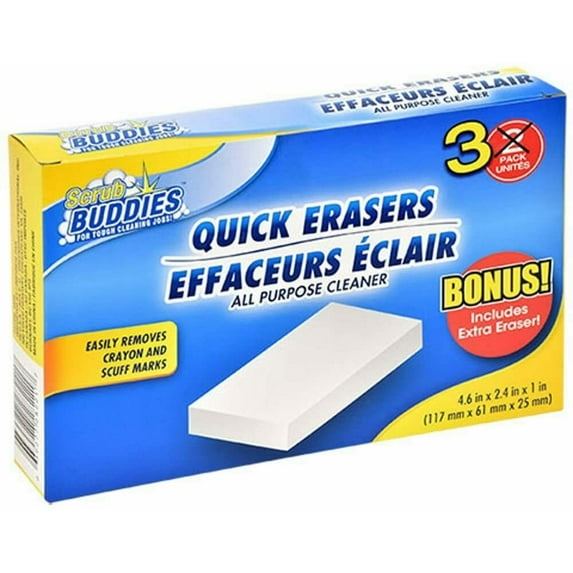 Scrub Buddies 3 Pack Quick Erasers All Purpose Cleaner For Tough Cleaning Jobs(2 pack)