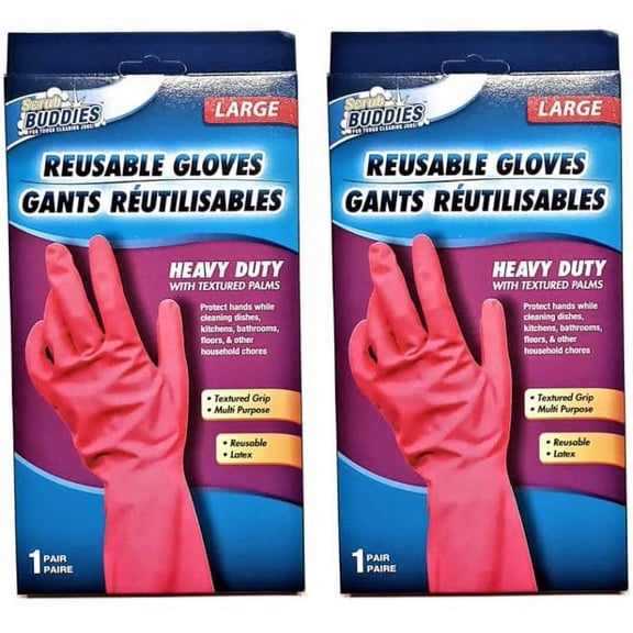 Scrub Buddies Ladies Kitchen Bathroom Dishes Floors All Purpose Cleaning Gloves Pink 2 Pack