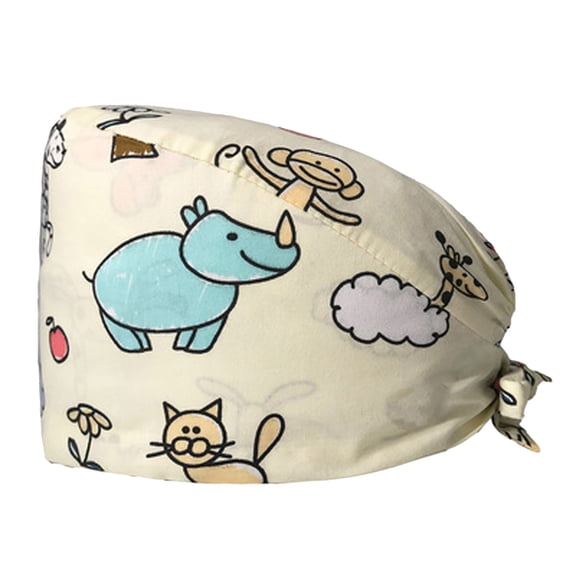 Scrub Cap With Buttons Bouffant Hat With Sweatband for Womens and Mens/ Printed Unisex Pure Cotton Operating Room Cap, Doctor'S Cap, Nurse'S Cap, Beautician'S Dustproof Gourd Cap, L