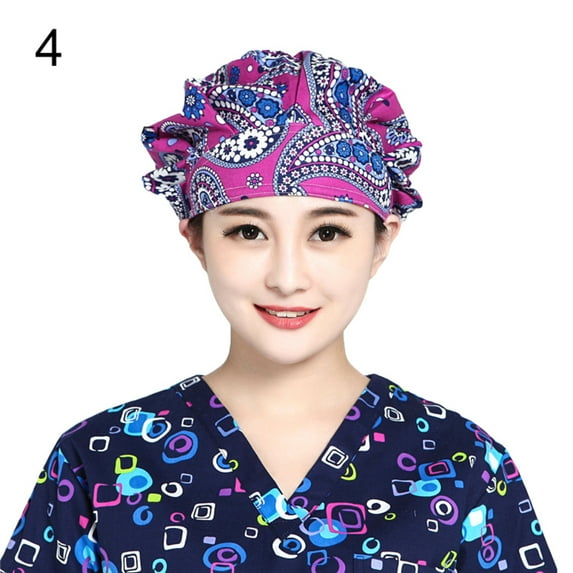 Scrub Cap Elastic Bouffant Turban Cap Working Hats Unisex Tie Back Hats Hair Covers