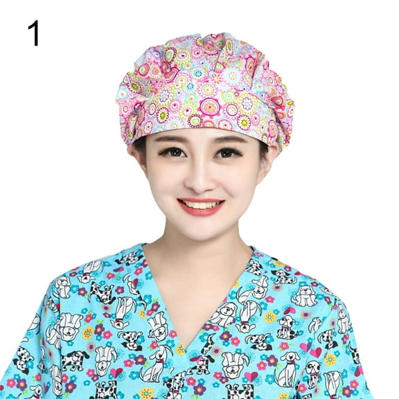 Scrub Cap Elastic Bouffant Turban Cap Working Hats Unisex Tie Back Hats Hair Covers