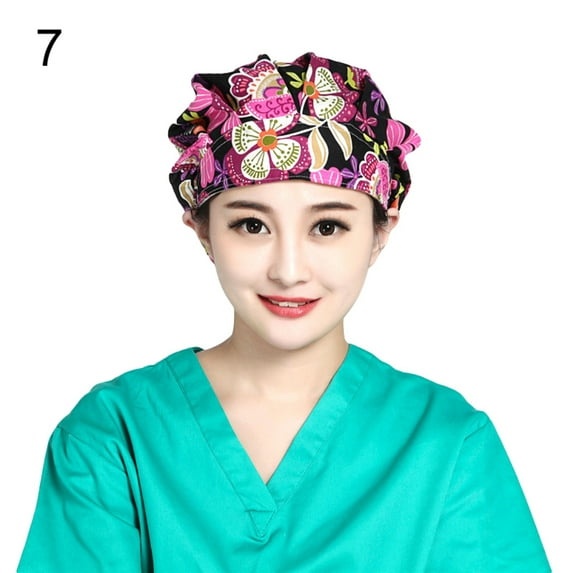 Scrub Cap Elastic Bouffant Turban Cap Working Hats Unisex Tie Back Hats Hair Covers