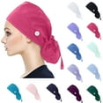 thumbnail image 1 of Scrub Cap for Women, Ponytail Pouch, Cotton Surgical Hat, Sweatband, Adjustable Tie Back Nurse Working Cap, Button Light blue Free size, 1 of 6