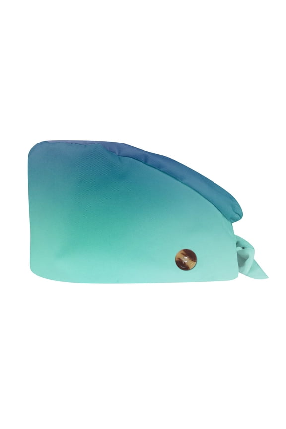 Scrub Cap in Gradient Print Pattern for Nursing and Hair Coverage Designed to Provide Full Protection and Comfort for Hospital Staff Daily Wear Cyan