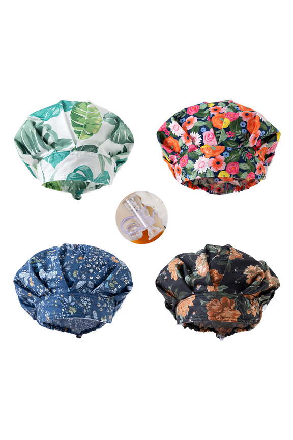 Scrub Caps Women,Bouffant Caps with Buttons Sweatband,Adjustable Scrub Cap for Men,4 Pack