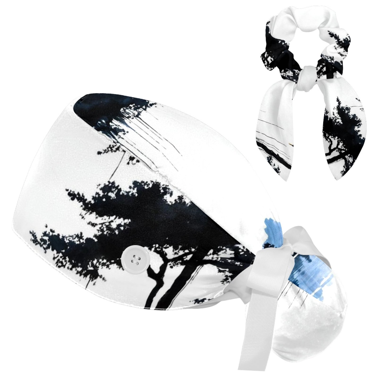 Scrub Caps Women,Gift Hair Tie,Sunset mountain pavilion，Scrub Caps,Cute