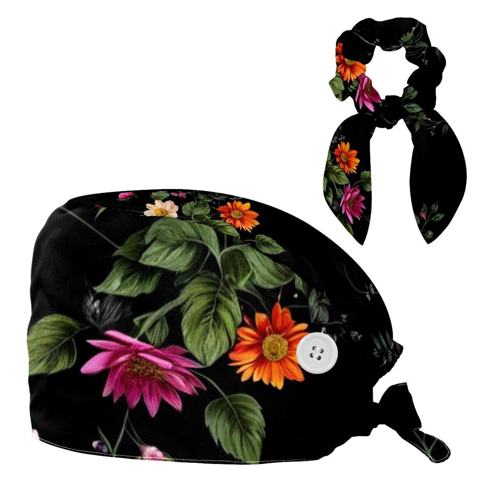 Scrub Caps Women,Gift hair tie，Twigs Flowers,Chef Cap,Nursing Scrub