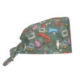thumbnail image 1 of Scrub Caps Women Men, Abstract Geometric Colorful Cat Adjustable Working Caps, Turban Hat Cleaning Working Cap with Sweatband, Elastic Bandage Tie Back Nurse Cap, 1 of 5