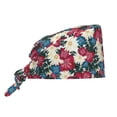 thumbnail image 1 of Scrub Caps Women Men, Beautiful flower Adjustable Working Caps, Turban Hat Cleaning Working Cap with Sweatband, Elastic Bandage Tie Back Nurse Cap, 1 of 5