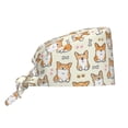 thumbnail image 1 of Scrub Caps Women Men, Cartoon Corgi Adjustable Working Caps, Turban Hat Cleaning Working Cap with Sweatband, Elastic Bandage Tie Back Nurse Cap, 1 of 5