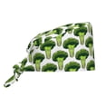 thumbnail image 1 of Scrub Caps Women Men - Cute Broccoli Smiling Funny Soft Comfy Waterproof Adjustable Working Cap Scrub Hats Surgical Caps for Women Men With Sweatband, Nurse Caps for Women Men, 1 of 6