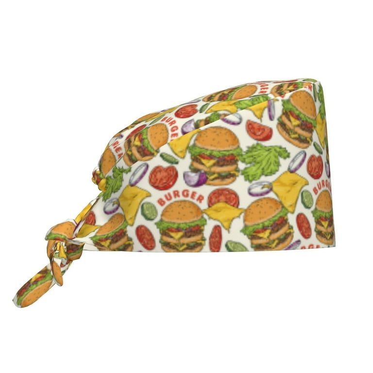 Scrub Caps Women Men - Cute Food Vegetable Cheese Stylish Elastic 
