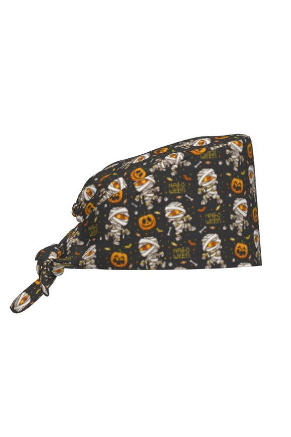 Scrub Caps Women Men - Cute Pumpkins Halloween Funny Soft Comfy Waterproof Adjustable Working Cap Scrub Hats Surgical Caps for Women Men With Sweatband, Nurse Caps for Women Men