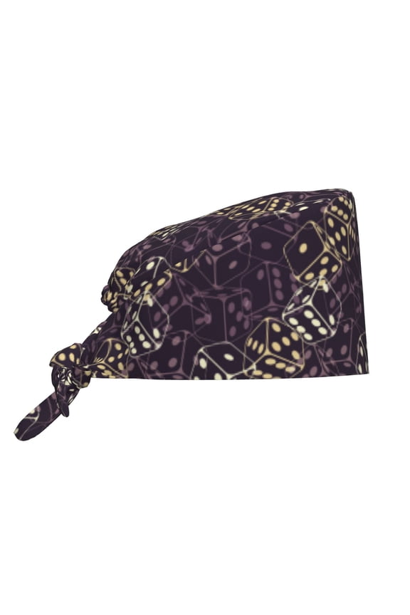 Scrub Caps Women Men - Dice Soft Comfy Waterproof Adjustable Working Cap Scrub Hats Surgical Caps for Women Men With Sweatband, Nurse Caps for Women Men