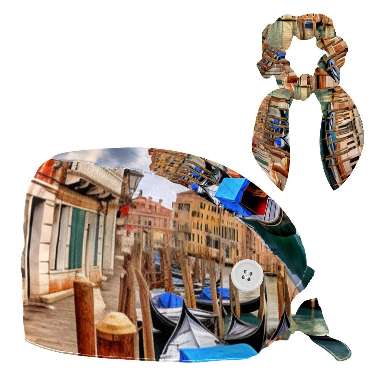 Scrub Caps Women,Scrub Hats Suitable for Women,Building Oil Painting