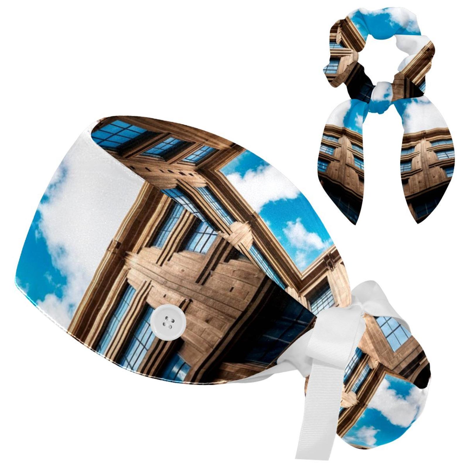 2 Packs Scrub Caps Women,city building,Women'S Hats & Caps,Surgical