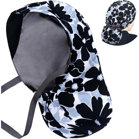 Scrub Caps for Women Surgical Caps Nurse Hat Functional Ponytail Holder for Long Hair Single or Satin-Lined