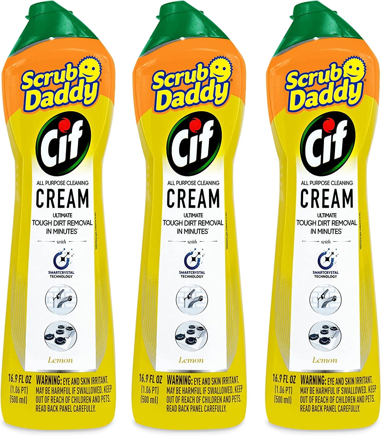 Scrub Daddy 3x All Purpose Cleaning Cream, Lemon - Multi-Surface Household Cleaner, 16.9 oz, 3 Count