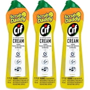Scrub Daddy Cif All Purpose Cleaning Cream Multi-Surface Household Cleaner, Lemon Scent, 21 oz, 3 Count