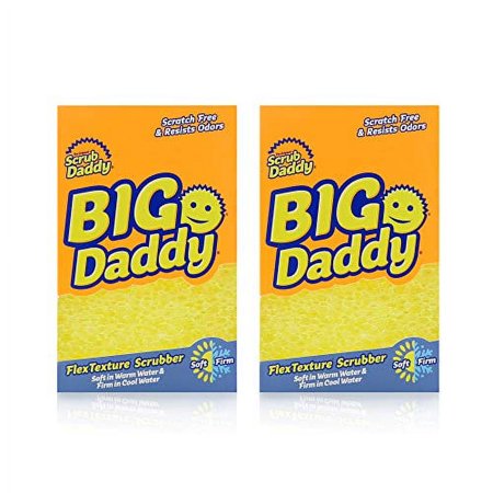 Scrub Daddy-Big Daddy - Jumbo FlexTexture Sponge, Customizable Size, Chemical Free, Deep Cleaning, Dishwasher Safe, Multi-use, Scratch Free, Odor Resistant, 1ct (Pack of 2)