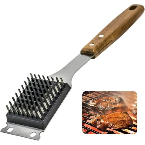 Bristle Free Grill Brush, Safe BBQ Cleaner with Stainless Steel Scraper for Outdoor Grill