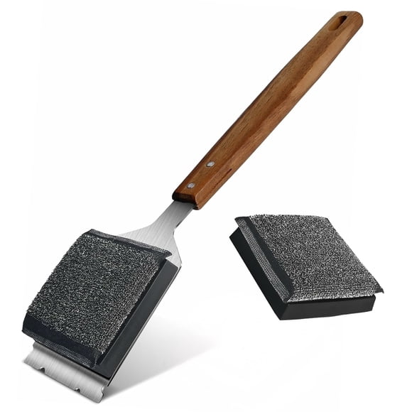 Bristle Free Grill Brush, Safe BBQ Cleaner with Stainless Steel Scraper for Outdoor Grill