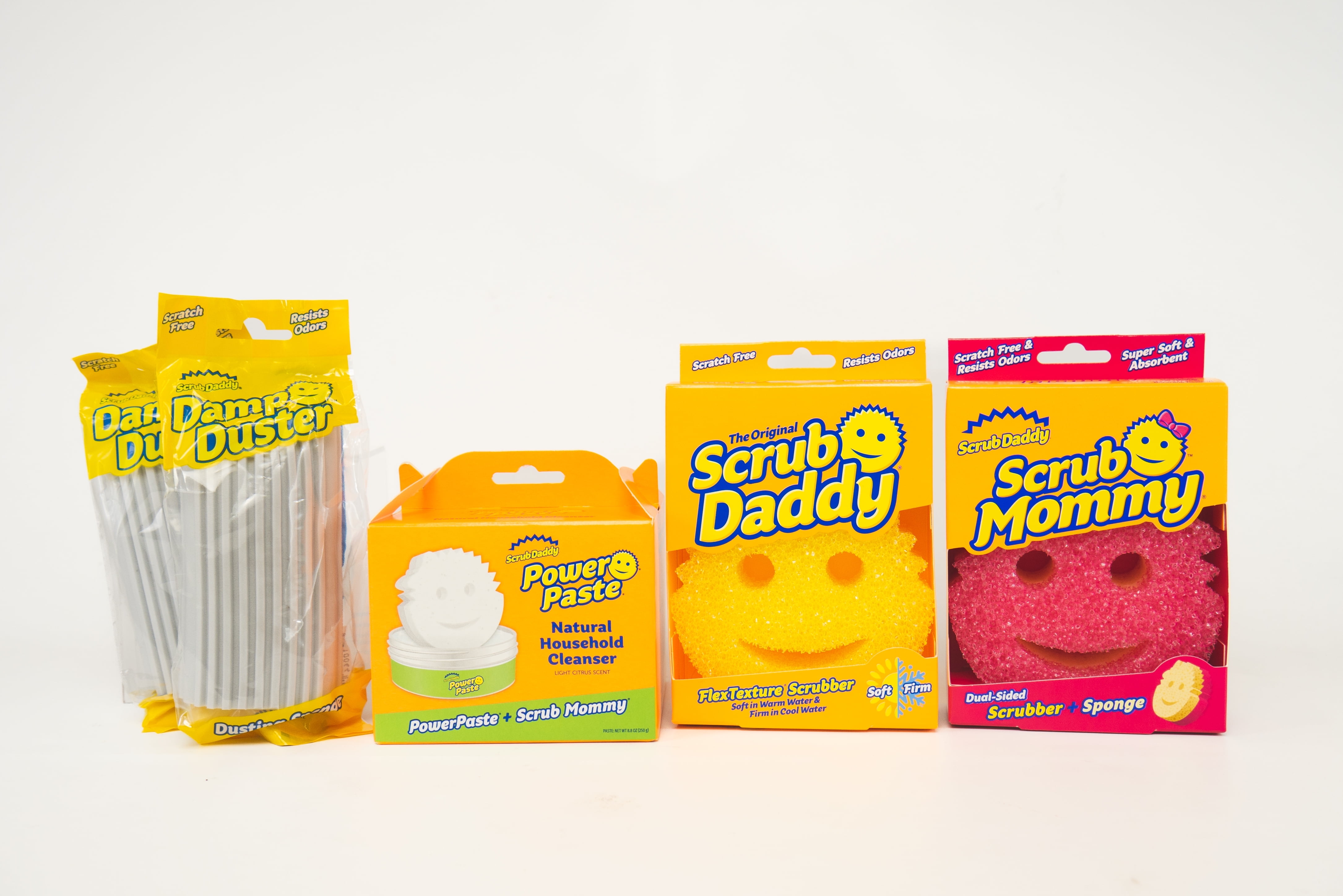 Scrub Daddy Cleaning Sponge, Cloth, Duster Variety Pack with Scrub Daddy, Scrub Mommy, Damp Duster, Power Paste, 5 Count