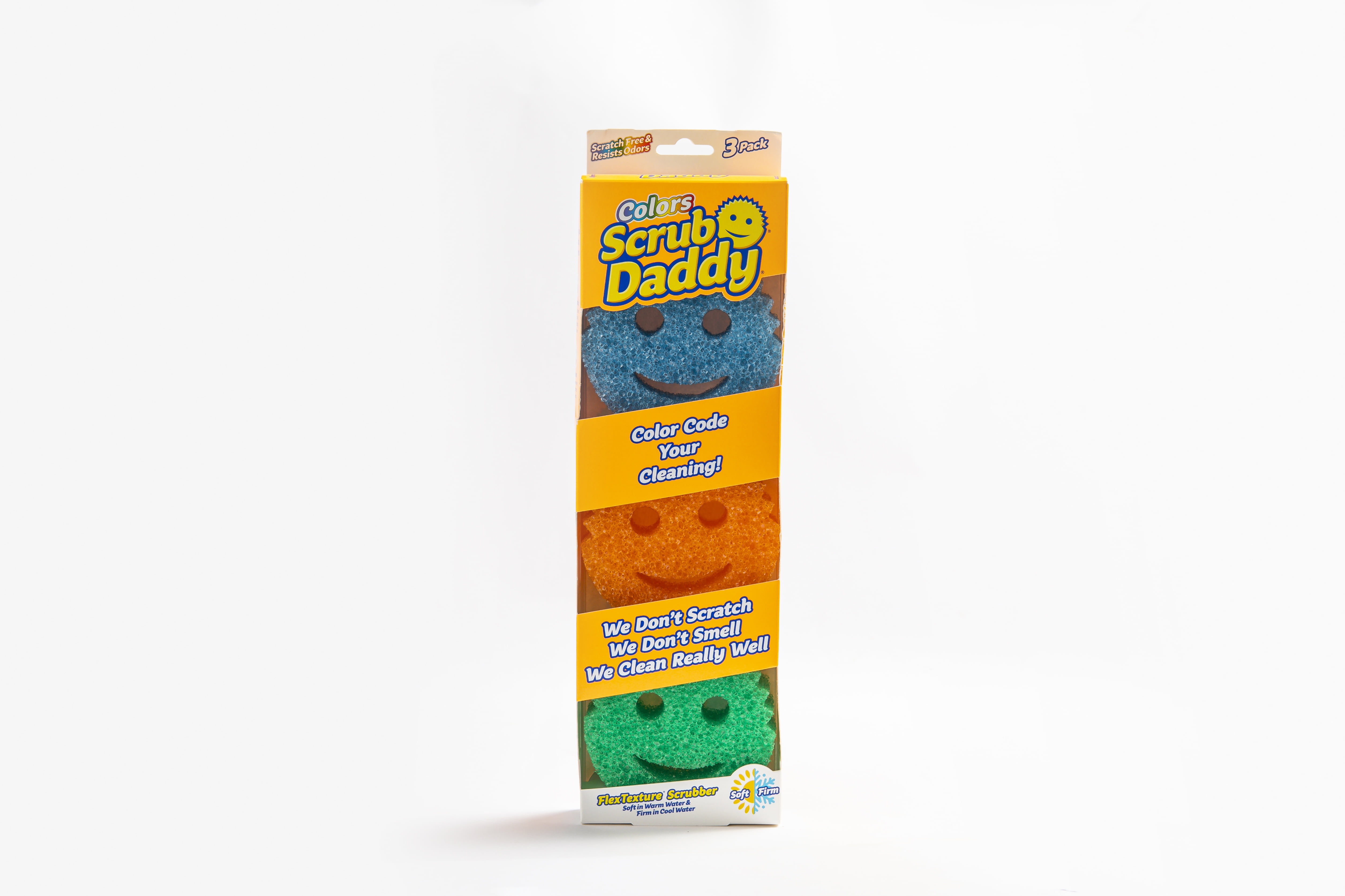 Scrub Daddy Color Sponges - Scratch-Free Multipurpose Sponge Household Cleaning Sponges, 3 Ct