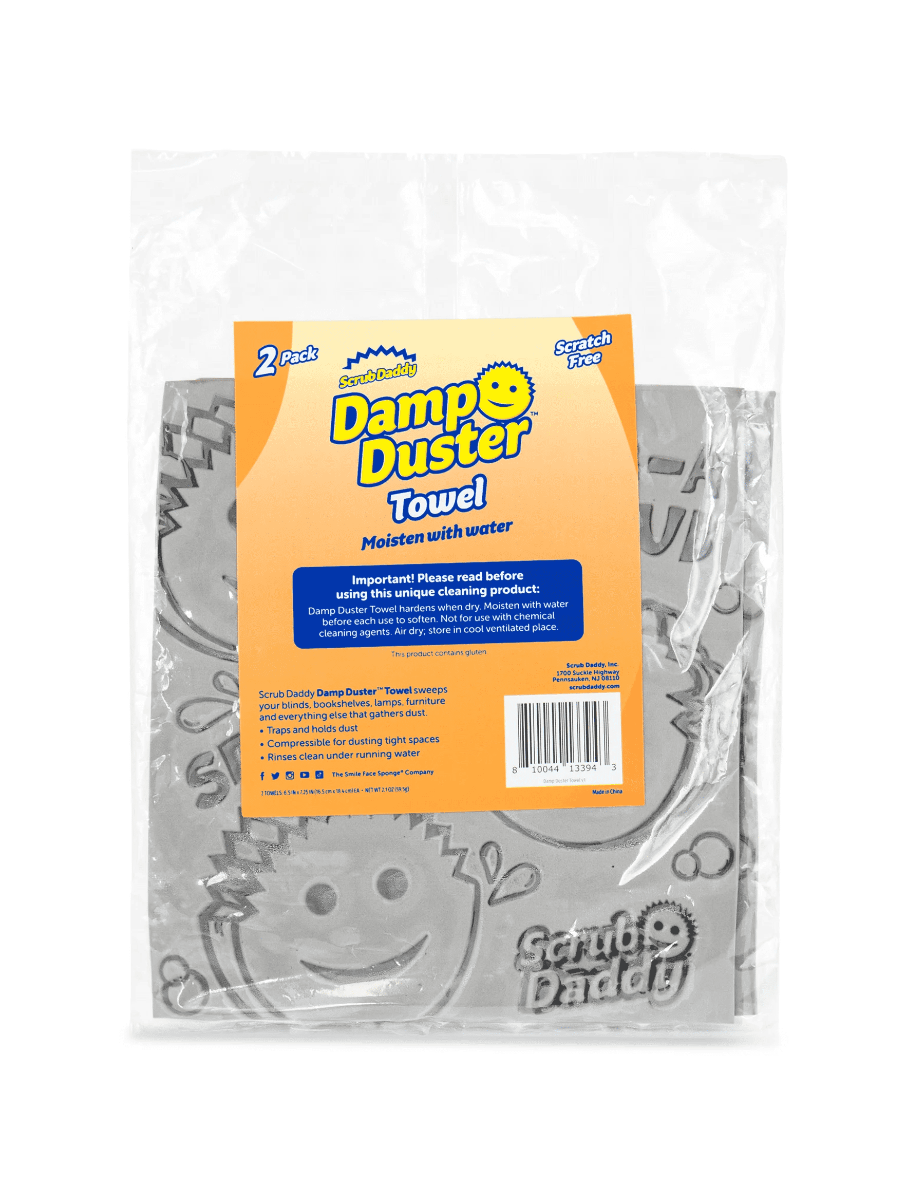 Scrub Daddy Damp Duster Towel 2-Pack - Scratch-Free Microfiber Cloth for Gentle and Effective Dusting - Reusable and Versatile