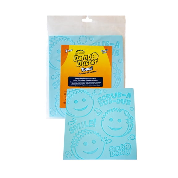 Scrub Daddy Damp Duster Towel, Multipurpose Dusters for Cleaning - Wooden & Venetian Blind Cleaner Tool, Wet Dust Sponge for Skirting Board, Radiator, Blinds & Mirrors, Home Cleaning Products, Blue