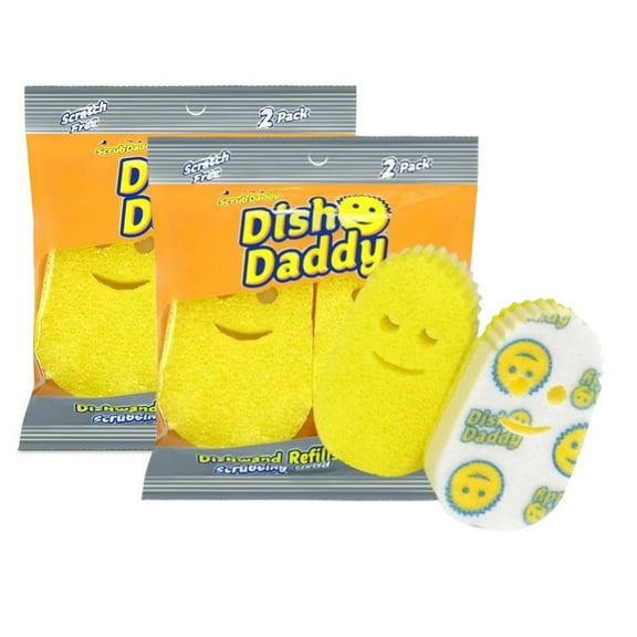 Scrub Daddy Dish Daddy Dishwand Sponge Refill, 2 Count (2 pack) - Total 4 ct