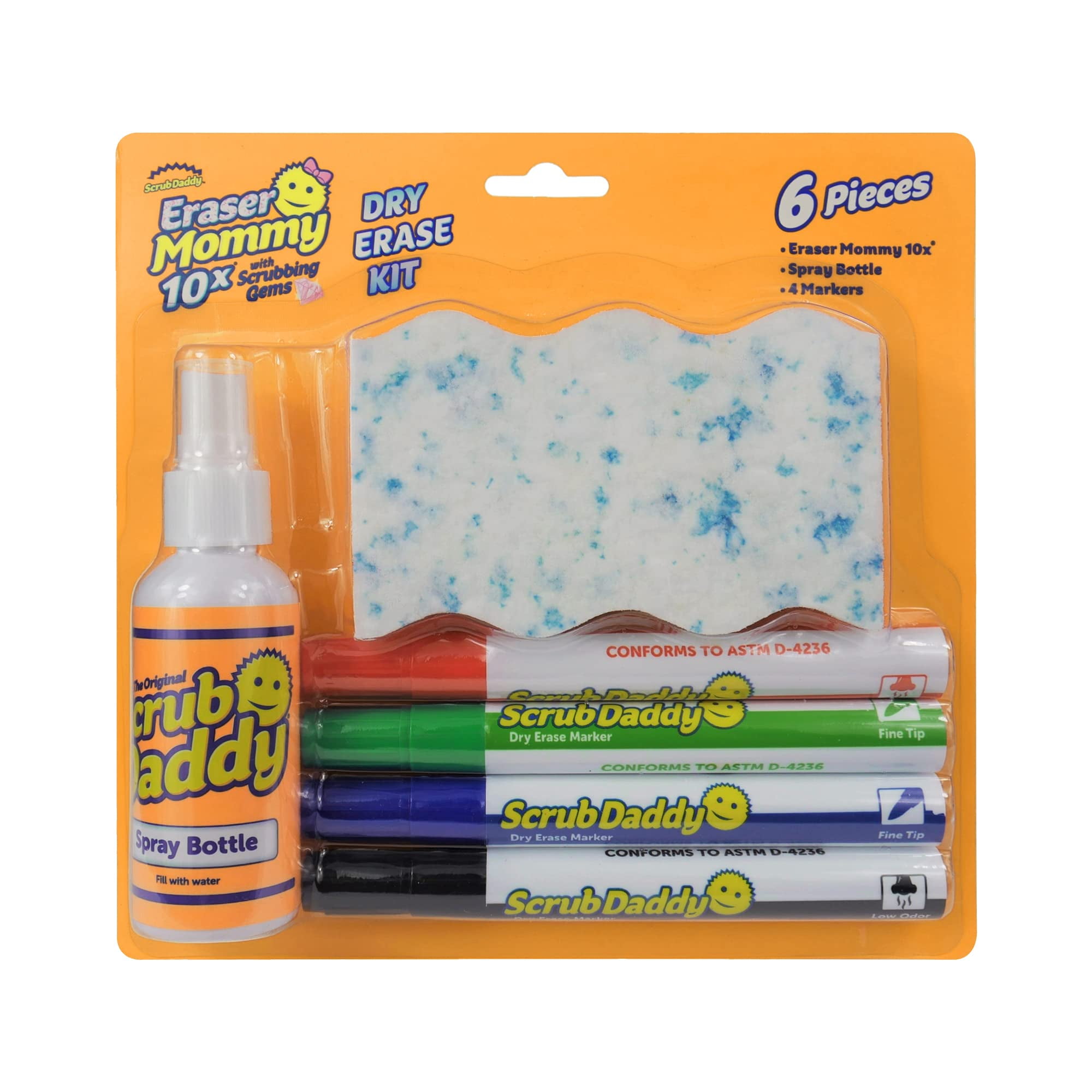 Scrub Daddy Dry Erase Marker Set with Eraser - Whiteboard Dry