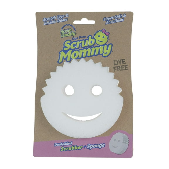 Scrub Daddy Dual-Sided Sponge And Scrubber- Scrub Mommy Dye Free - Scratch-Free Scrubber For Dishes And Home, Odor Resistant, Soft In Warm Water, Firm In Cold, Deep Cleaning, Dishwasher Safe, 1Ct