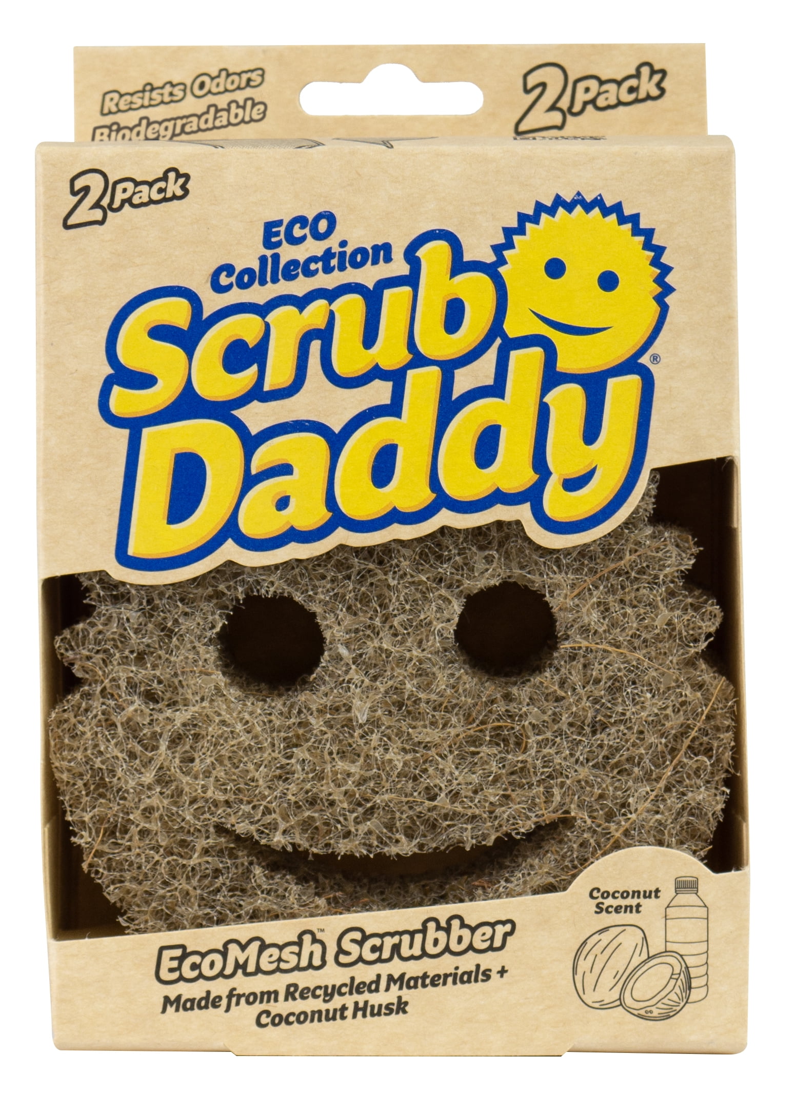 https://i5.walmartimages.com/seo/Scrub-Daddy-Eco-Daddy-Scrubber-Sponge-for-Kitchen-Made-from-Natural-Coconut-Fiber-and-Post-Consumer-Plastic-100-Biodegradable-2-Count_2976b808-434e-4a31-8ad1-4212b8f583b9.104e1c4166554ed7c45e69f0eb6e1925.jpeg