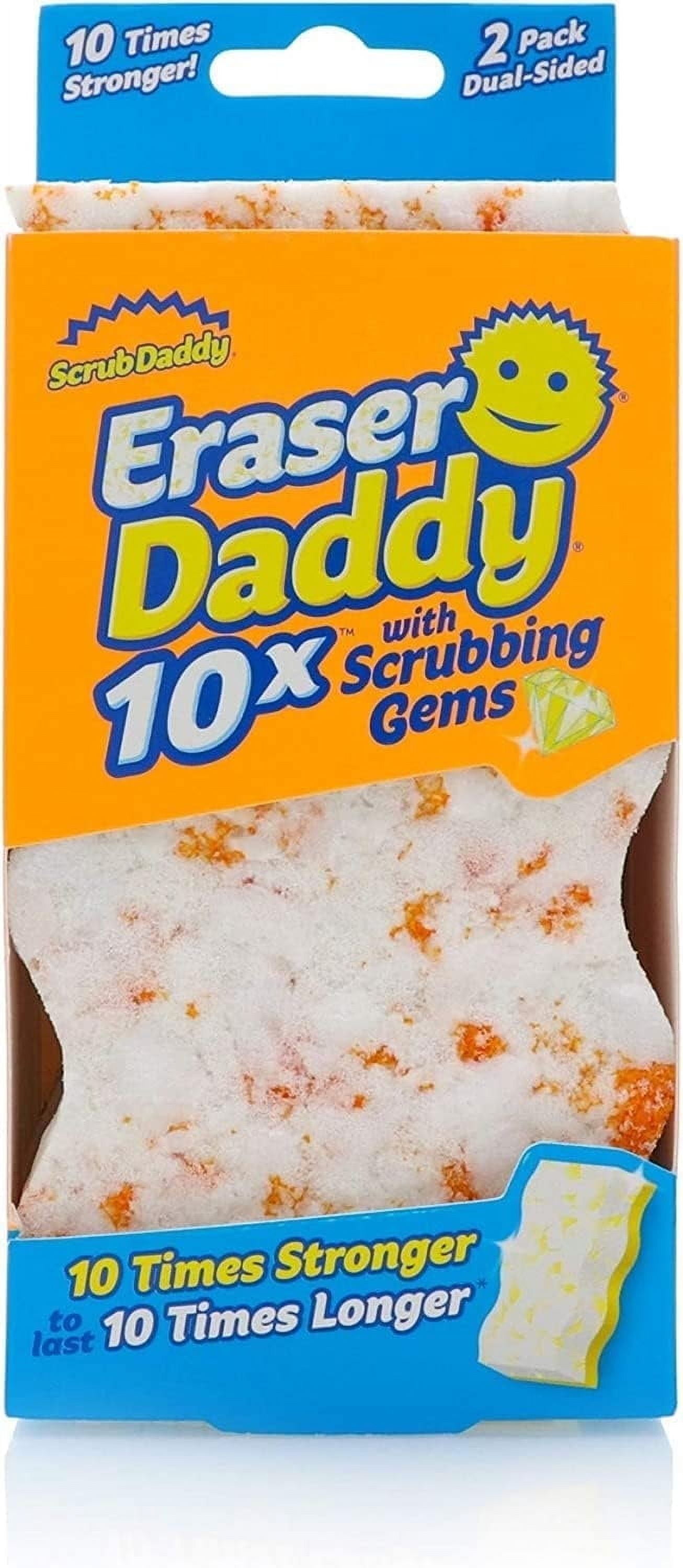 Scrub Daddy Eraser Daddy 10x Kitchen Bath Dual-Sided Melamine Eraser Pad Pads with 2 Eraser Sponges, Clean Fresh, 2 Count
