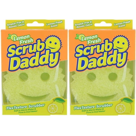 Scrub Daddy - Lemon Scented FlexTexture Scrubber - Scratch Free & Odor Resistant - 2 Count