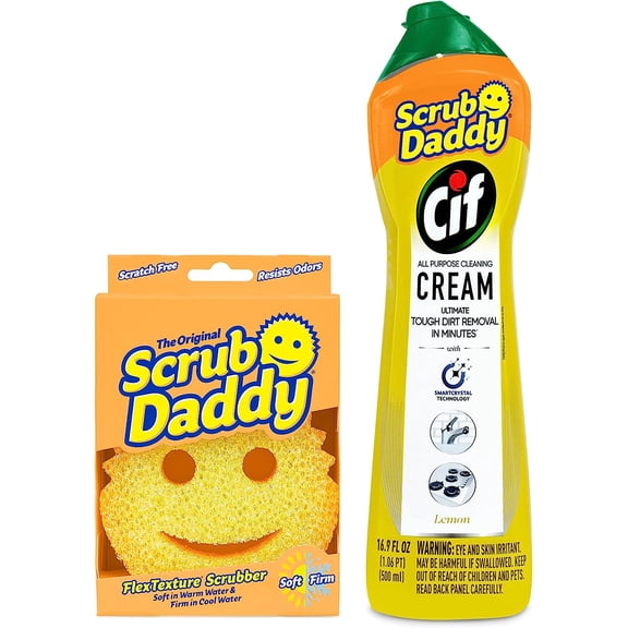 Scrub Daddy Nonscratch Plastic Dishwashing Scrubbers, Lemon Multi Surface Cleaning