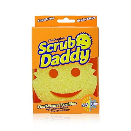 Scrub Daddy The Original FlexTexture Sponge, Soft in Warm Water, Firm in Cold, Deep Cleaning, Dishwasher Safe, Multi-use, Scratch Free, Odor Resistant, Functional, Ergonomic, 1ct