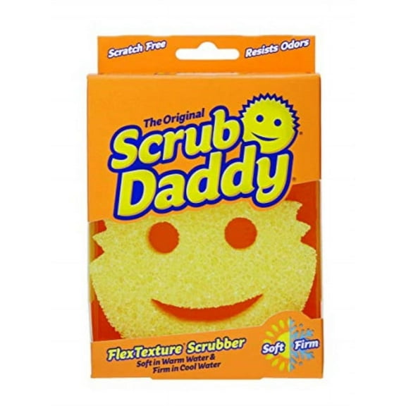 Scrub Daddy, The Original Scrub Daddy - FlexTexture Sponge, Soft in Warm Water, Firm in Cold, Deep Cleaning, Dishwasher Safe, Multi-use, Scratch Free, Odor Resistant, Functional, Ergonomic, 1pk