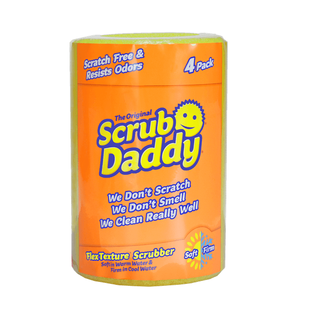Scrub Daddy Original Sponge - Scratch-Free Multi-Purpose Sponge for the Kitchen, Bathroom, and More - Household Cleaning Sponge Made with BPA-Free Polymer Foam, 4 Count Roll