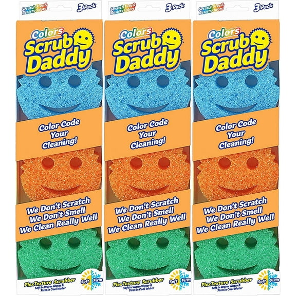 Scrub Daddy - Original Temperature Controlled Colored Scrubber - Scratch Free & Odor Resistant - 9 Count