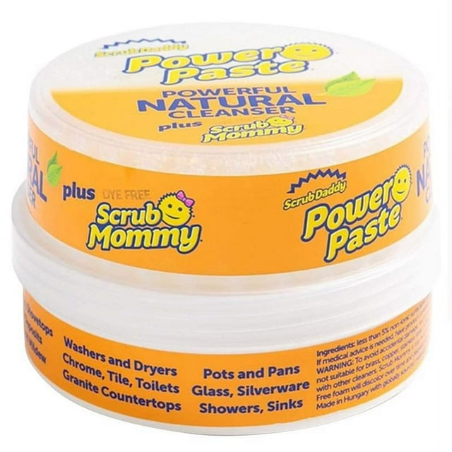 Scrub Daddy PowerPaste All Purpose Cleaning Paste Kit, All-Natural Cleanser + Scrub Mommy, White, 1 Ct
