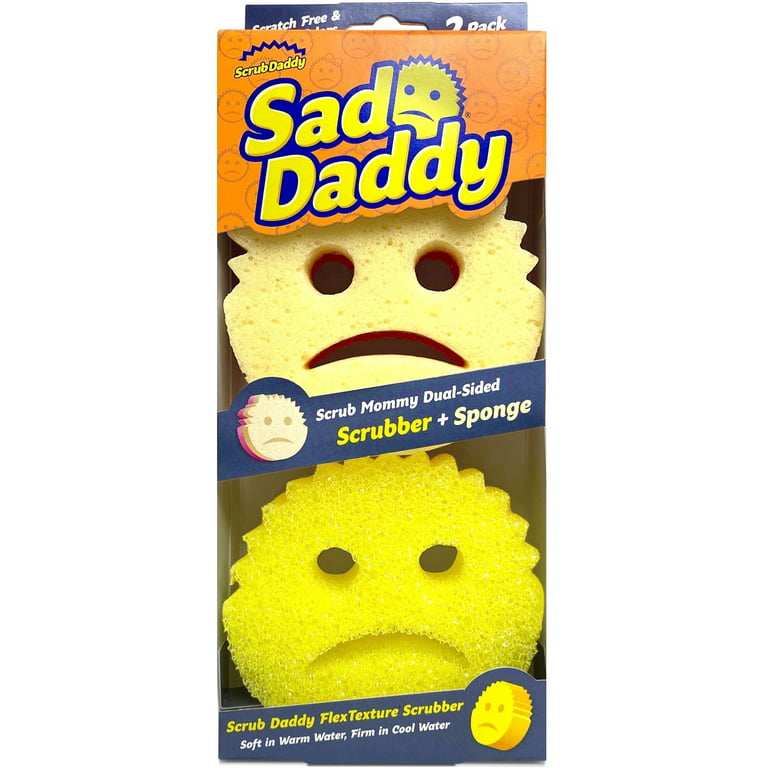 https://i5.walmartimages.com/seo/Scrub-Daddy-Sad-Scrub-Daddy-FlexTexture-Scrubber-Sad-Scrub-Mommy-Dual-Sided-Scrubber-and-Sponge-Scratch-Free-Resists-Odors-2-Count_cf480655-29d5-49aa-b012-f377fc280e36.f05bbe9ecde9f8965ac798b89c141605.jpeg?odnHeight=768&odnWidth=768&odnBg=FFFFFF