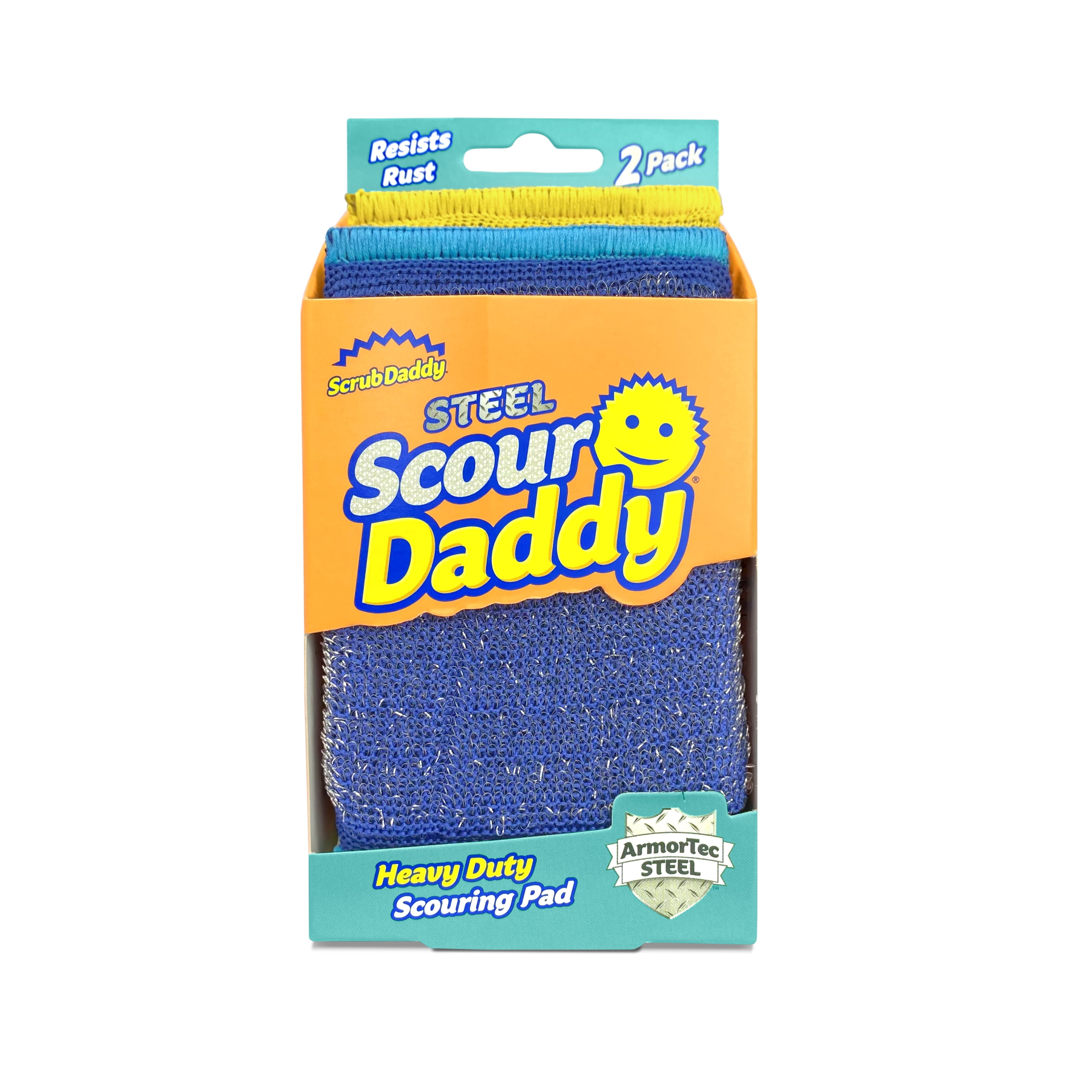 Scrub Daddy Scour Daddy Steel Scrubber Scouring Pad Scrub Sponge - Stainless Steel Fibers, 2 Count